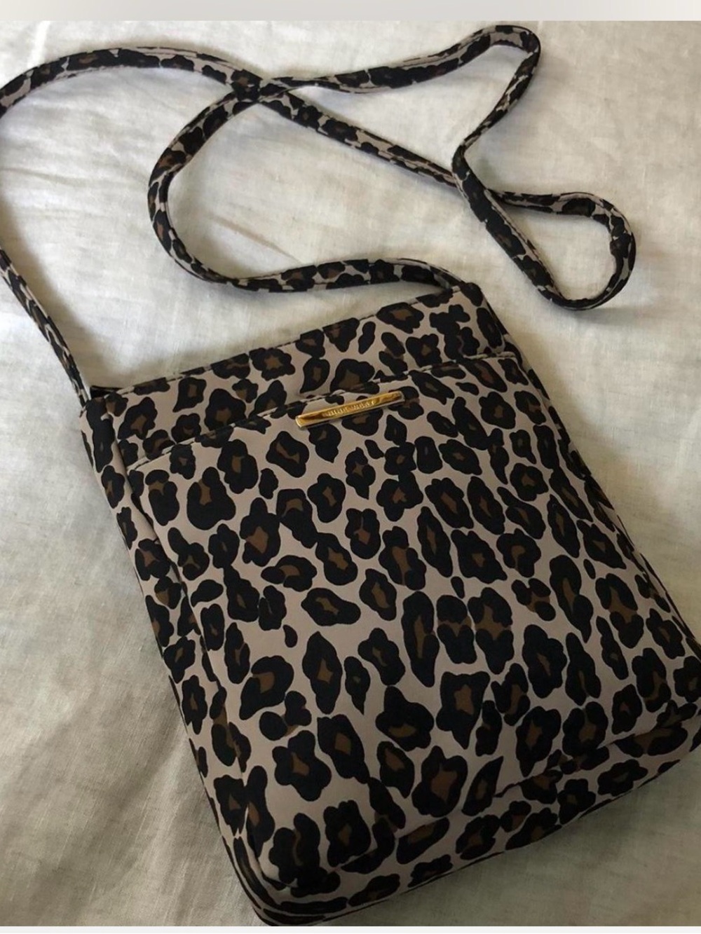 Y2K Nylon Leopard Print Small Crossbody Bag